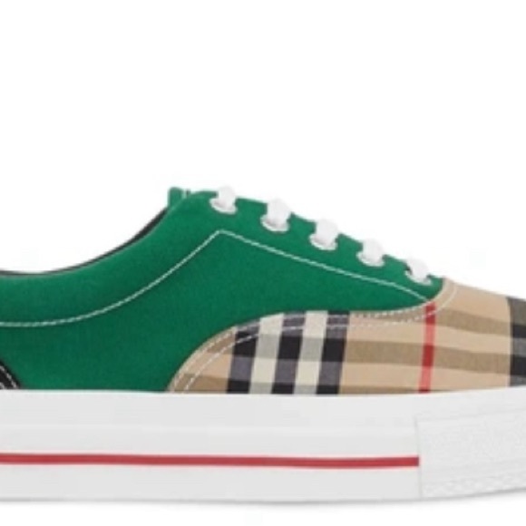NIB BURBERRY MENS ARCHIVE CAL SUEDE COTTON VINTAGE CHECK Sneakers size uk6 eur40 - Picture 4 of 5